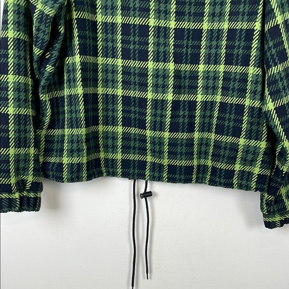Zara Houndstooth Plaid Sweatshirt Hoodie Jacket Green and Black Men's S Street - Picture 6 of 9